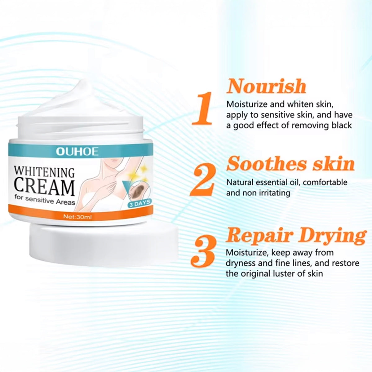 Sensitive Area Whitening Cream For Private Parts, Underarms, Inner Thighs, And Dark Spot Lightening(30ml)