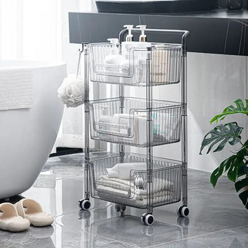 Kitchen Corner Small Cart Storage Rack Movable With Wheels For Bedroom Living Room Bathroom Snack Book Toy Storage Shelf Z6C3F3
