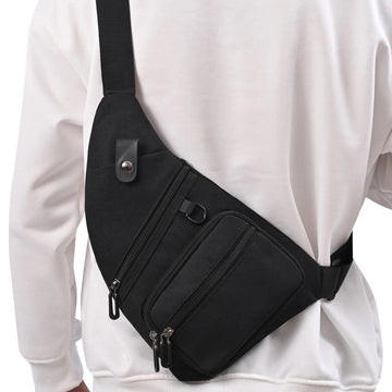 Canvas Men's Bag Fanny Pack Multi-Pocket Waterproof Casual Chest Bag