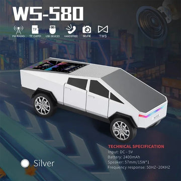 WS-580 Wireless Bluetooth Speaker in Car Shaped with Display Screen HIFI Stereo Surround Desktop Computer Boombox TF USB TWS