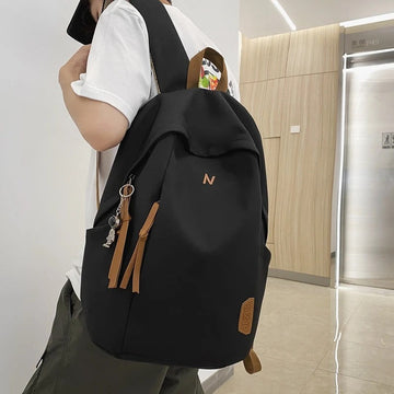 Fashion Man & Women's Nylon Cloth Solid Color  Student Schoolbag