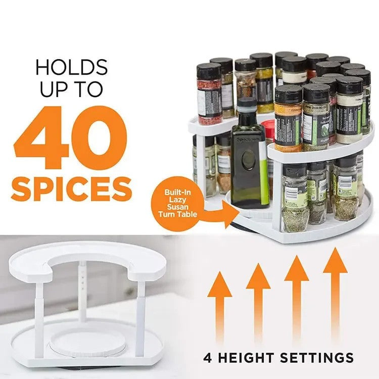 New Double Layer Rotating Spice Kitchen Storage Rack Holder Shelf Stand China Origin Household Goods Ground Installation