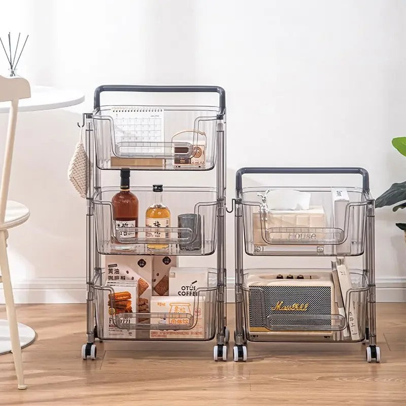 Kitchen Corner Small Cart Storage Rack Movable With Wheels For Bedroom Living Room Bathroom Snack Book Toy Storage Shelf Z6C3F3