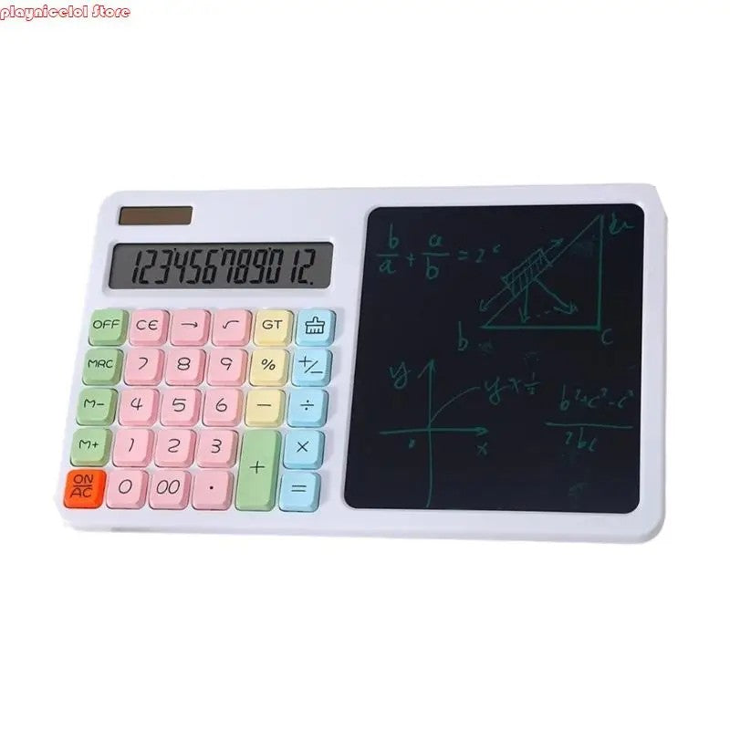 E8BA 12 Digit Solar Calculator Double Power Supply With LCD Writing Board