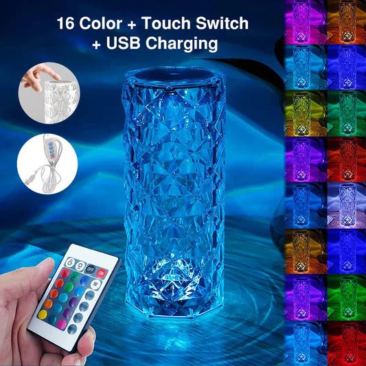 16 Color Daimond Crystal Lamp With Remote LED Crystal Table Lamp (S)