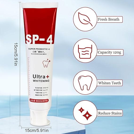 Yayashi Sp-4 Ultra Whitening Toothpaste Probiotic Stain Remover / Stain Removing Toothpaste, Protects Gums Freshens Breath, For Everyone