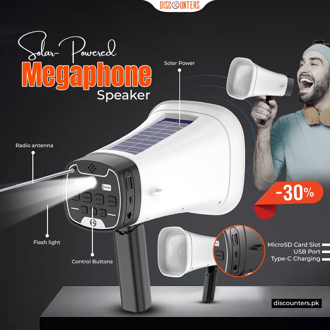 Solar-Powered Megaphone Speaker