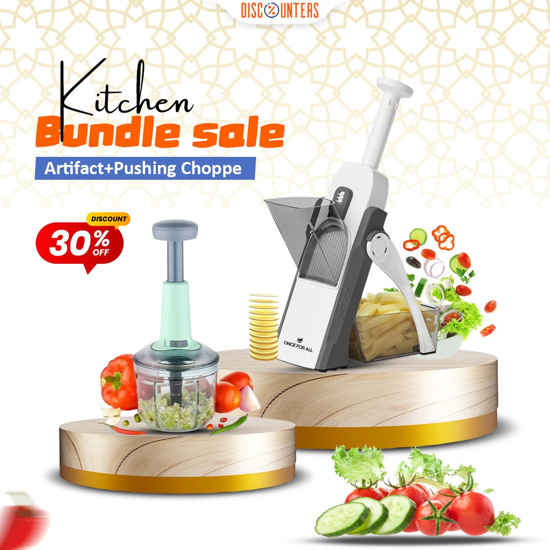 Kitchen Bundle Chopping Artifact+Pushing Chopper