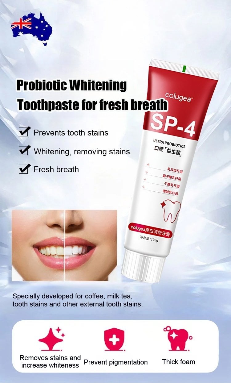 Yayashi Sp-4 Ultra Whitening Toothpaste Probiotic Stain Remover / Stain Removing Toothpaste, Protects Gums Freshens Breath, For Everyone