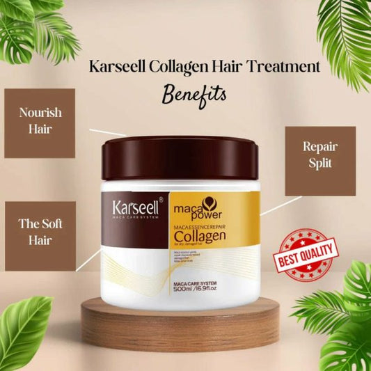 Karseell Hair Mask Collagen Treatment Cream – Argan Oil & Maca Essence, 16.9 Oz 500ml