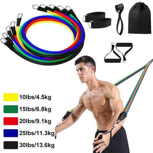 11 Piece Power Resistance Band Set Strength Training Yoga Sports Fitness Band Equipment For Men And Women